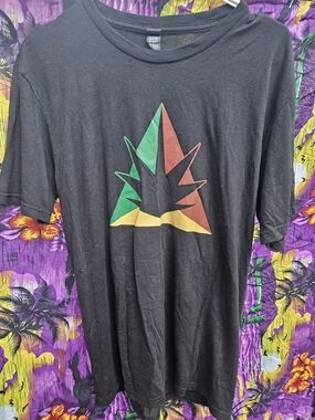 The Pot Farm Black Tee W/ Rasta Pot Leaf